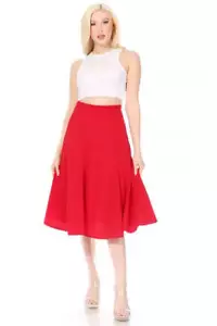 A-line Midi Skirt with Banded Waist - Stylish and Flattering Design - Picture 1 of 10