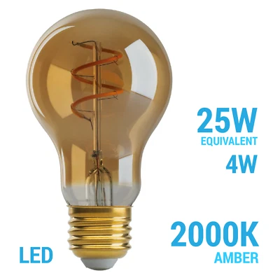 4W =25W Dimmable A19 LED Filament Vintage Nostalgic Amber Medium E26 Base Bulb - Image 1 of 4