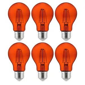 Sunlite LED Filament A19 Standard 4.5W (60W Equal) Colored Dim Bulb Orange 6-Pk - Picture 1 of 1