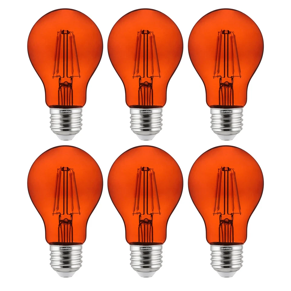 Sunlite LED Filament A19 Standard 4.5W (60W Equal) Colored Dim Bulb Orange 6-Pk - Image 1 of 1
