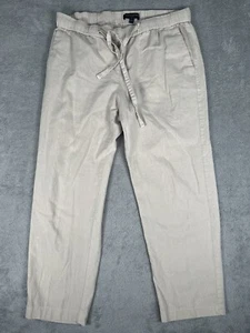 Banana Republic Hayden Womens S Stretch Linen Blend Pants Khaki Sand Drawstring - Picture 1 of 11
