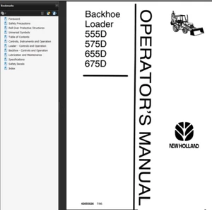 New Holland 555D 575D 655D 675D Backhoe Loaders Ford Operators Manual Ship FAST - Picture 1 of 16