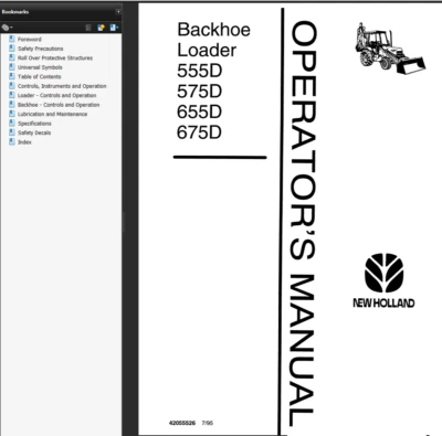 Retroexcavadoras New Holland 555D 575D 655D 675D Operadores Ford Envío Manual RÁPIDO Foto 1 de 4