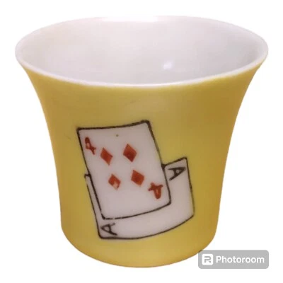 Vintage Yellow Playing Card Sake Shot Glass Suzuki & Company Made In Japan - Image 1 of 3
