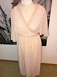 MAX CLOTHING PINK-PEACH METALLIC DETAIL DOLMAN SLEEVE INDIA DRESS SIZE UK20/US18 - Picture 1 of 3