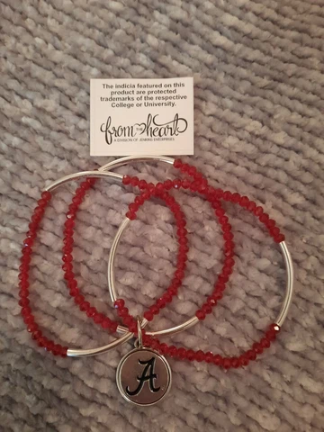 NCAA Alabama Crimson Tide Charm Bracelet Three Layered Crystal Beaded Cover