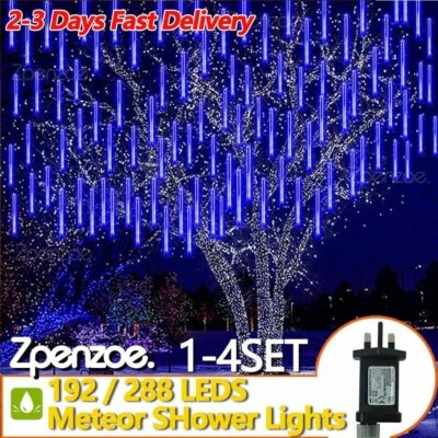 Outdoor Falling Meteor Shower Lights 192/288LED Rain Icicle Outdoor Garden Decor - Image 1 of 4