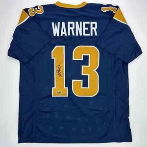 Facsimile Autographed Kurt Warner St. Louis Navy Blue Reprint Jersey Men's XL - Picture 1 of 4
