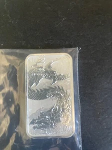 Barra de lingotes de plata 2023 $1 1 oz Perth Mint Dragon MONEDA RECTANGULAR - Imagen 1 de 2