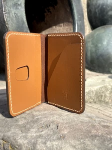 Porta carte di credito minimalista, portafoglio sottile, porta carte, porta carte in pelle. - Foto 1 di 12