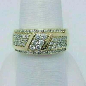 2 Ct Round Real Moissanite 14K Yellow Gold Plated Men's Classy Wedding Band Ring - Picture 1 of 4