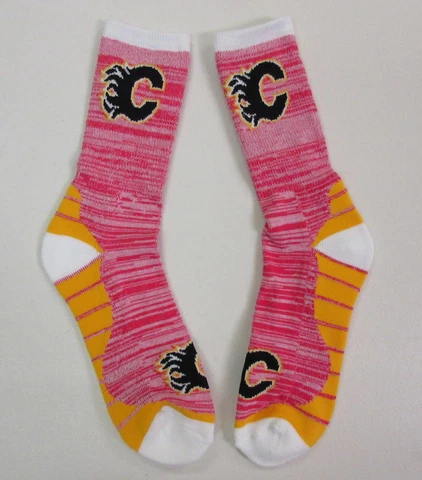 Calgary Flames NHL Vortex Red Yellow White Adult Crew Long Socks *Large Cover