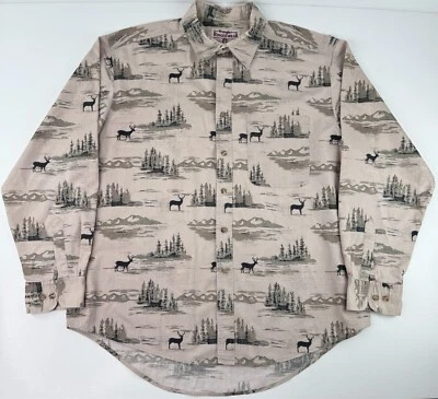Wrangler Rugged Wear Button Shirt Deer Woods All Over Print Mens XL - Image 1 of 4
