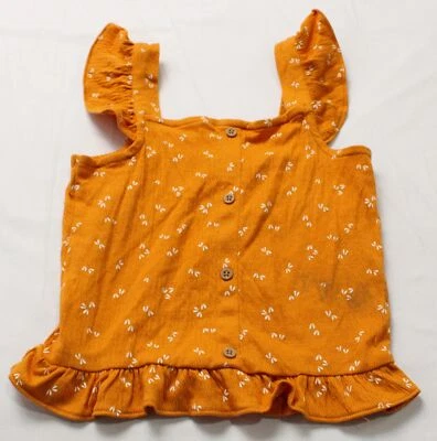 Camiseta sin mangas Carter's para niña pequeña floral arrugada SG1 dorada talla 5T Foto 1 de 4