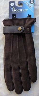 Isotoner Men's Gloves SmarTouch Brown Leather Touchscreen Sizes M, L, & XL NWT - Image 1 of 4