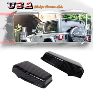 Fit 07-18 Jeep Wrangler JK Carbon Fiber Rear Upper Door Window Hinge Cover Decor - Picture 1 of 8