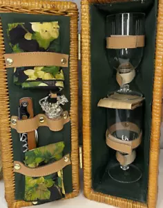 Kit cestino picnic bottiglia vino vimini vintage rattan botte borsetta kit completo - Foto 1 di 21