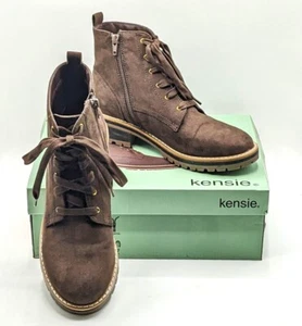 Botas marrones Kensie Girl “Kasha” de gamuza con cordones y cremallera lateral NUEVAS - Elige la talla - Imagen 1 de 19
