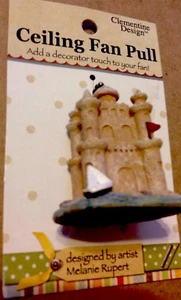 Clementine Design Brown Sand Castle w/ Red Flag Ceiling Fan Pull Decoration New - Picture 1 of 3