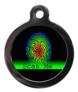 Targhetta identificativa per animali domestici SCAN ME colorata impronta digitale etichetta immagine 2 misure - Foto 1 di 2