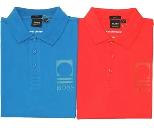 NUEVO CON ETIQUETAS HUGO BOSS Polo Calce Ajustado Padd Paule Bandera Azul/Rojo - Auténtico - Imagen 1 de 12