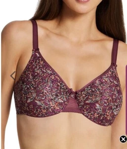 Chantelle Magnifique Minimizer Bra 34E burgundy floral-NWT - Picture 1 of 5