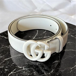 GUCCI Marmont Off White Double G Buckle Leather Belt US 34/36” Inch Waist 95 IT - Picture 1 of 5