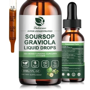 Soursop Graviola Liquid Drops Sea Moss+Vitamin Promve Immune System Heart - Picture 1 of 9