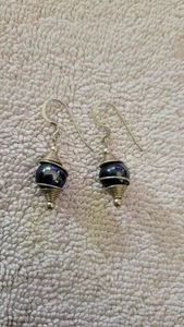 Sterling Silver 925 Earrings Purple Stone Wire Wrapped Dangle - Picture 1 of 3