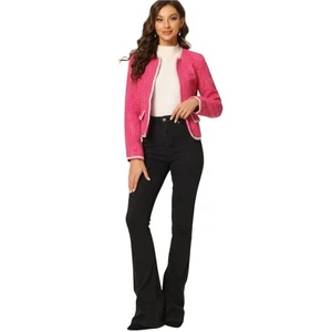 Allegra K Pink Tweed Blazer Jacket Career Office Business Party NWT - Picture 1 of 11
