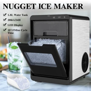 Nugget Ice Maker Chewable Ice Machine w/ Soft Pebble 20KG/Day Countertop 1.8L - Picture 1 of 7