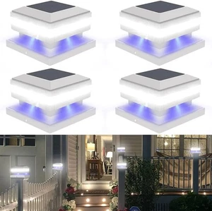4Pack Outdoor Solar Post Light Fence Deck Cap Lamp fit 4x4 5x5 6x6 Wood Posts US - Picture 1 of 10