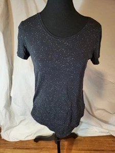 Lululemon Love Crew Splatter T-Shirt Black Womens 2 Pima Cotton Athleisure - Picture 1 of 5