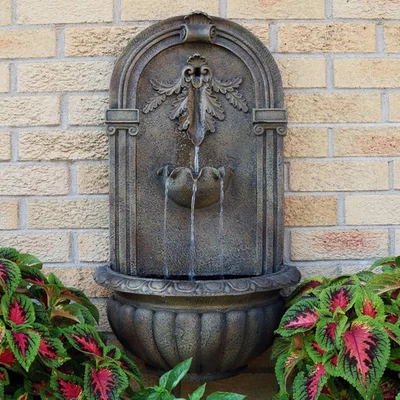 Florence Outdoor Solar Wall Fountain with Battery - Florentine by Sunnydaze - Image 1 of 4
