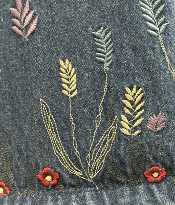 Vestido De Colección Denim & Co Mujer Grande Azul Maxi Bordado Flor Cottagecore Algodón Foto 1 de 4