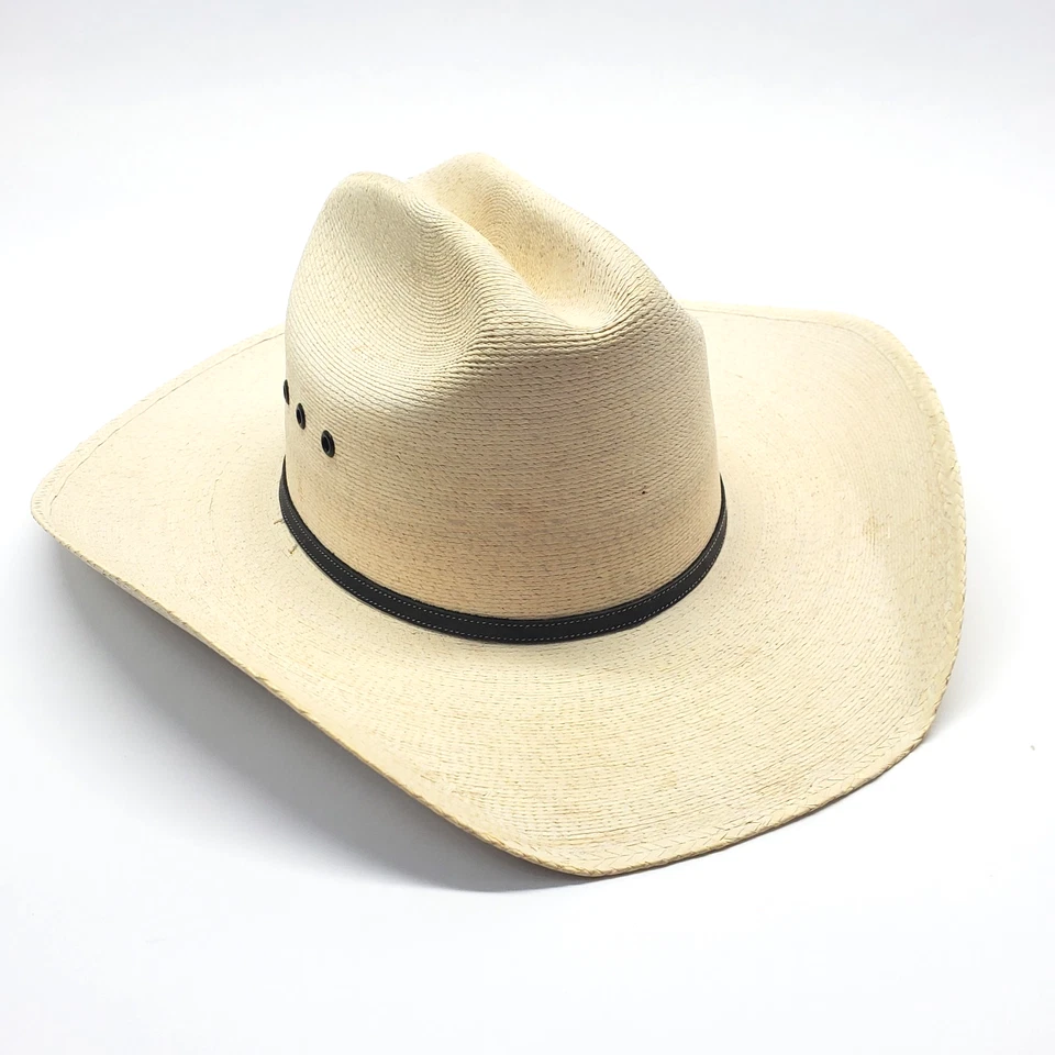 Atwood Straw Cowboy Hat Hereford 7X Long Oval Size 7 3/8 Beige Ivory - Image 1 of 4