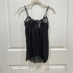 Victoria's Secret Negro Encaje Top Babydoll Lencería Cami Mini Vestido XS S - Imagen 1 de 7