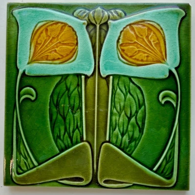 Azulejo antiguo original Art Nouveau Cleveland, 6"x6" Foto 1 de 2