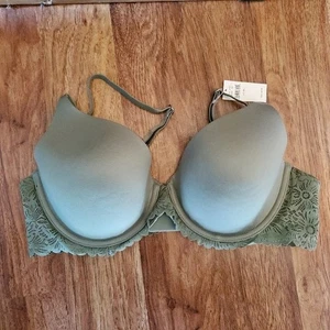 NEU Aerie BH olivgrün mit Besatz Größe 38 C Blumenmuster Spitzenbesatz - Bild 1 von 4