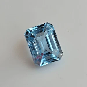 Piedra preciosa suelta de Santa María azul claro impecable forma esmeralda aguamarina de 10,90 quilates - Imagen 1 de 6