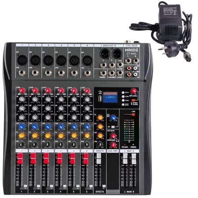 Hridz 6 Channel Karaoke Sound Mixer DJ Live Studio Bluetooth Audio Mixing USB Co - Image 1 of 4