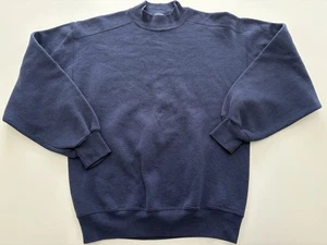 Vintage 90s Jerzees Blank Turtleneck Sweater Blue Pullover Gr. M Made In USA - Bild 1 von 5
