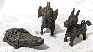 Cast Iron Chain Hook  Elephant  Turtle and Donkey Antique - Picture 1 of 24