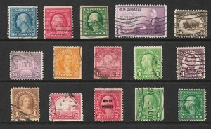 Francobolli Stati Uniti lotto misto di 15 diverse emissioni inizio XX secolo usati F-XF - Foto 1 di 1