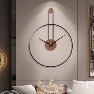 Large Decorative Wall Clock for Living Room,Metal & Walnut Dial Home Decor Silen - Picture 1 of 13