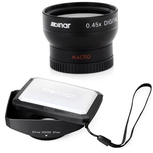 Albinar 37mm 0.45x Wide Lens + 16:9 Hood for Sony HDR CX160 CX130 XR160 camcorde - Image 1 of 1