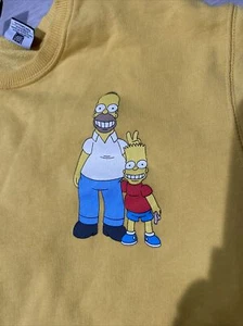 Zara Size Large Unisex The Simpsons  Crew neck Yellow Sweatshirt - Picture 1 of 12