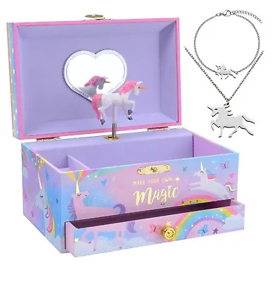 Unicorn Music Box & Little Girls Jewellery Set - 3 Unicorn Gifts For Girls • 15£