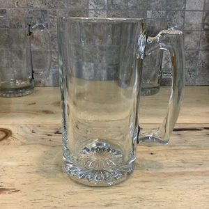 Vintage 25 Unzen XL schwerer Glas Bierkrug Starburst Sockel 7,25" hoch Bar Pub Stein - Bild 1 von 11