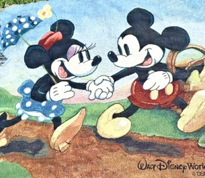 Vintage Disney Decke Mickey Minnie Mouse gewebt Picknick 69" x 59" - Bild 1 von 6